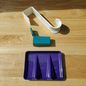 VTG Tupperware Game Gifts Door Hook Hanger, Soap Dish, Toothbrush Holder 1991